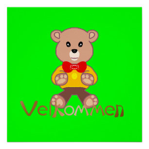 Willkommen Bär Apfel Grün Willkommen   Poster