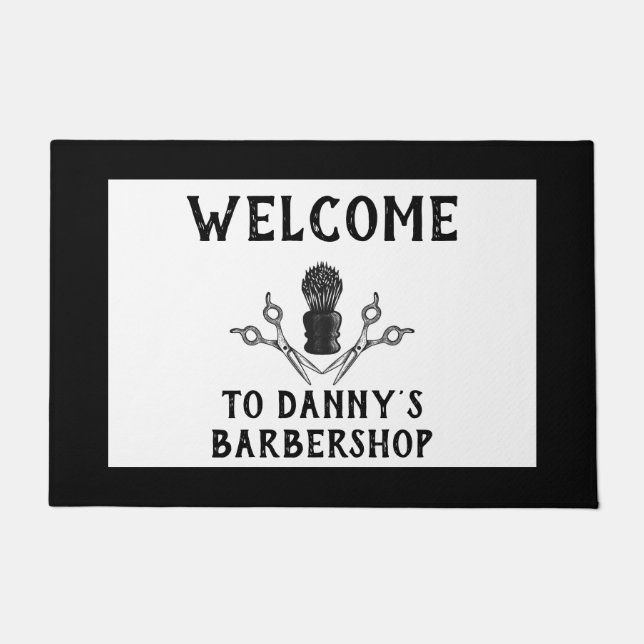 Willkommen Barbershop Hair Cool Kleine Unternehmen Fußmatte (Vorderseite)