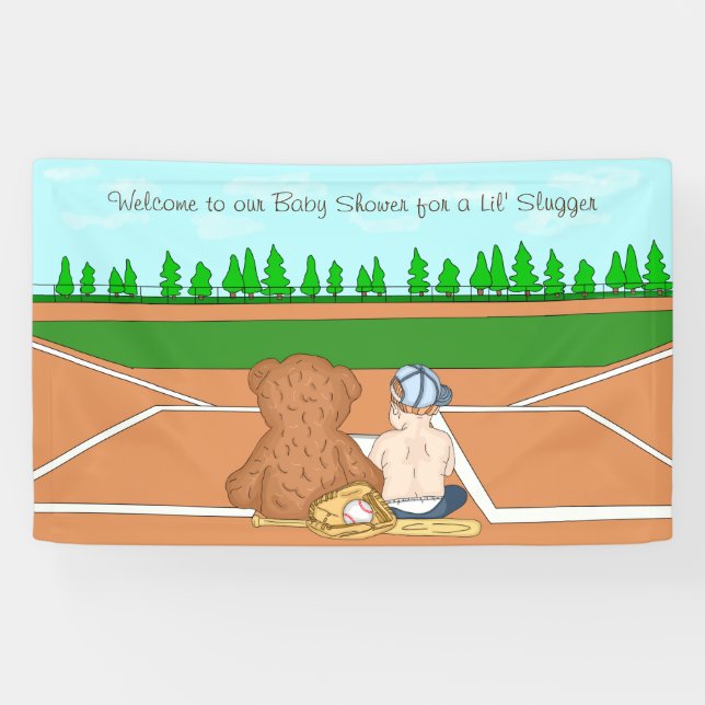 Willkommen Baseball Themed Baby Dusche Banner (Horizontal)