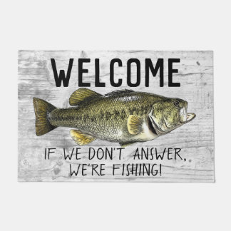 Willkommen Bass Fishing Hütte Fußmatte