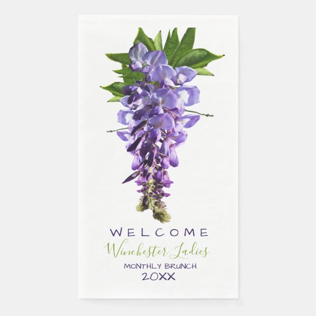 Willkommen Beautiful Wisteria Blume Individuelle N Serviette (Vorderseite)