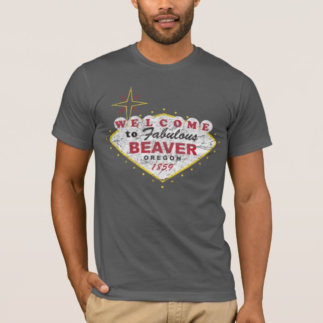 Willkommen Beaver Oregon Retro Grunge-Staats-Liebe T-Shirt (Vorderseite)