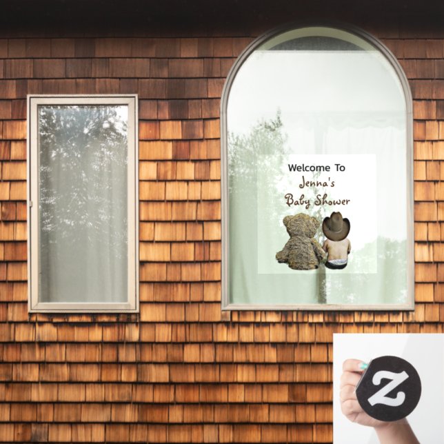 Willkommen bei Baby Shower Lil' Cowboy und Teddy B Fensteraufkleber (Fenster Zuhause)
