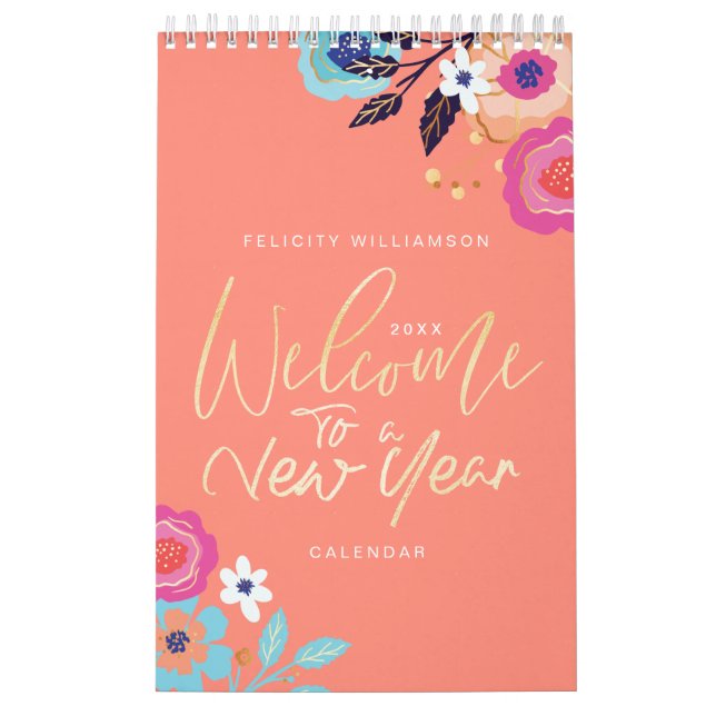 Willkommen bei Blumenzitaten für ein neues Jahr Kalender (Titelbild)