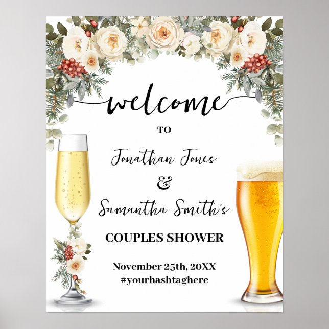 Willkommen bei Bubbles & Brews Winterlicher Paarba Poster (Vorne)
