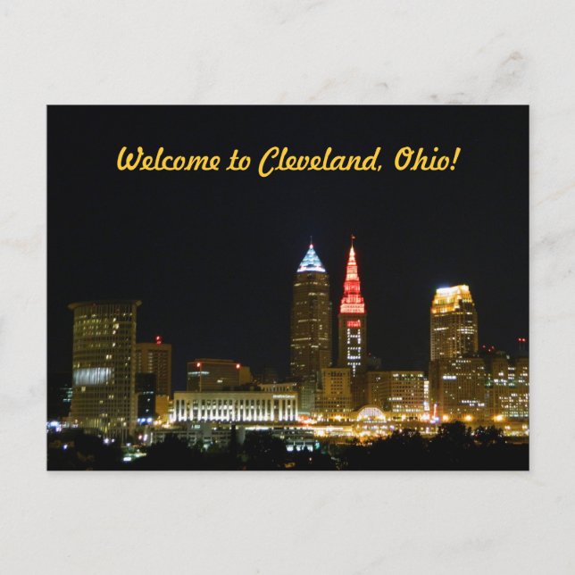 Willkommen bei Cleveland (Nacht) Postkarte (Vorderseite)