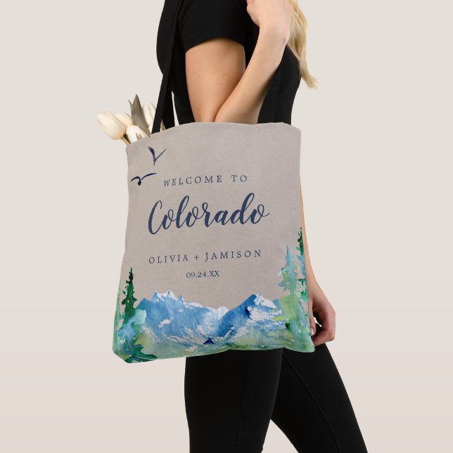 Willkommen bei Colorado Kraft Wedding Willkommen Tasche (Von Nahem)