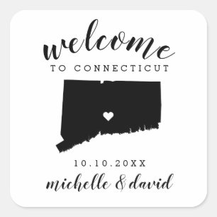 Willkommen bei Connecticut   Brauchtum für Hochzei Quadratischer Aufkleber