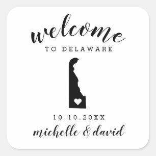 Willkommen bei Delaware   Brauchtum für Hochzeiten Quadratischer Aufkleber