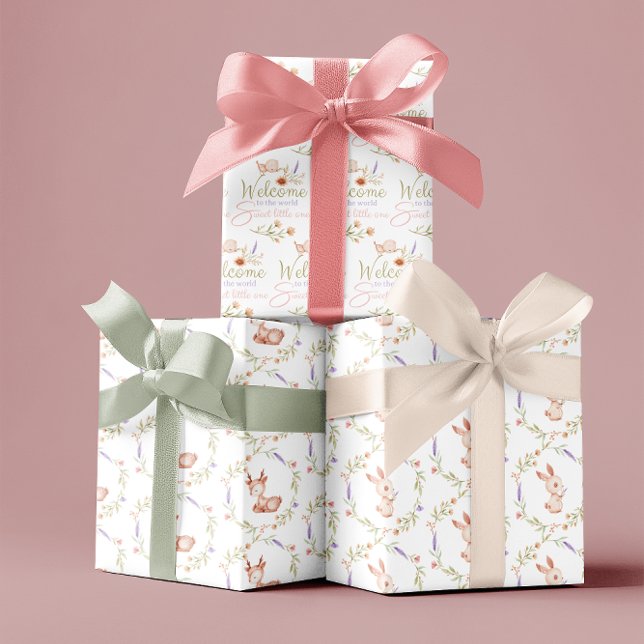 Willkommen bei den weltweiten Verpackungsfolien Geschenkpapier Set (Welcome a sweet little one into the world with this adorable forest animal wrapping paper set! )