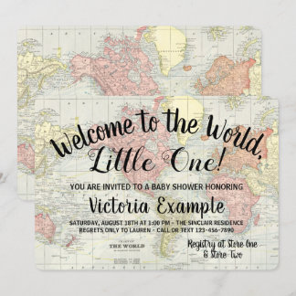 Willkommen bei den World Map Baby Shower Einladung