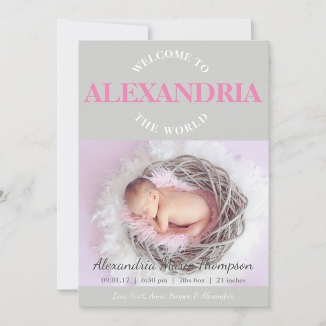 Willkommen bei der Ankündigung der rosa grauen Geb (Vorderseite)