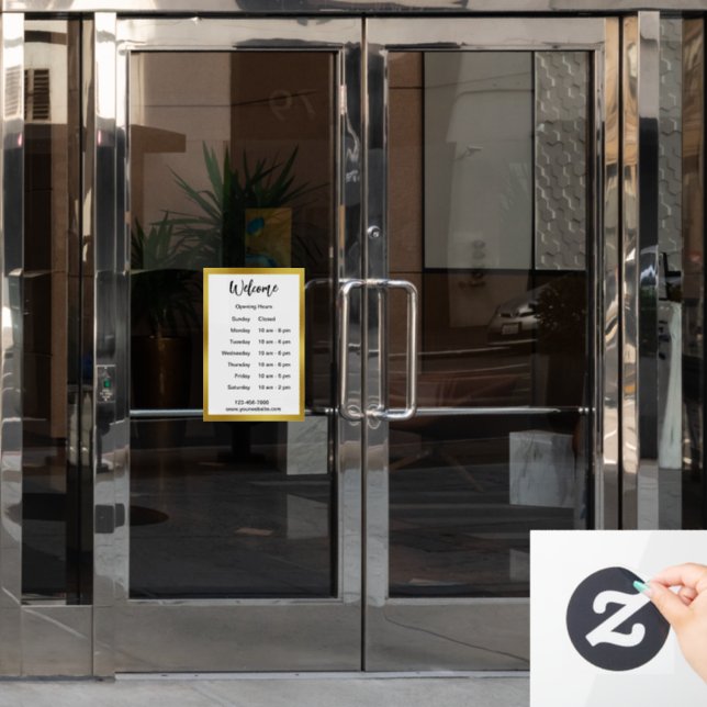 Willkommen bei der Eröffnung der White & Gold Gesc Fensteraufkleber (Büro Tür)
