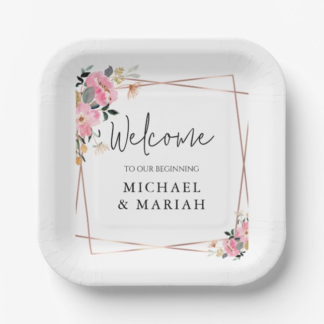 Willkommen bei der Hochzeit | Begrüßung Pappteller (Vorderseite)