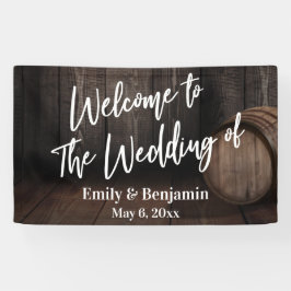 Willkommen bei der Hochzeit des Holzfass Banner