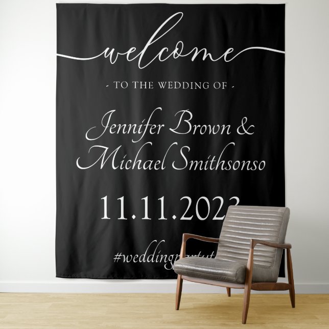 Willkommen bei der Hochzeit einfache minimalistisc Wandteppich (Beispiel)