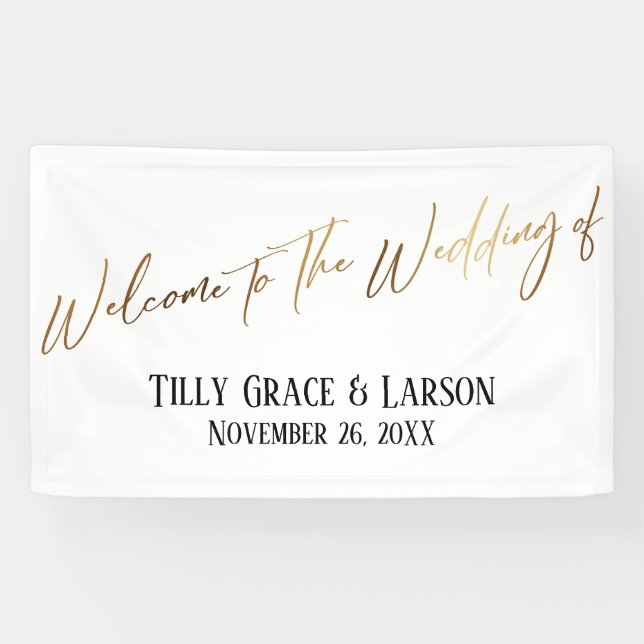 Willkommen bei der HochzeitGold Handwriting-Typogr Banner (Horizontal)