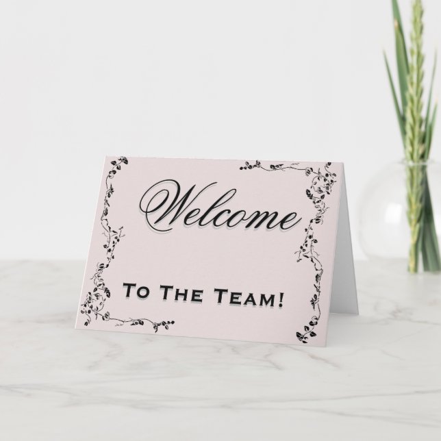 Willkommen bei der Swirl Blumen Black & Pink Karte (Vorderseite)