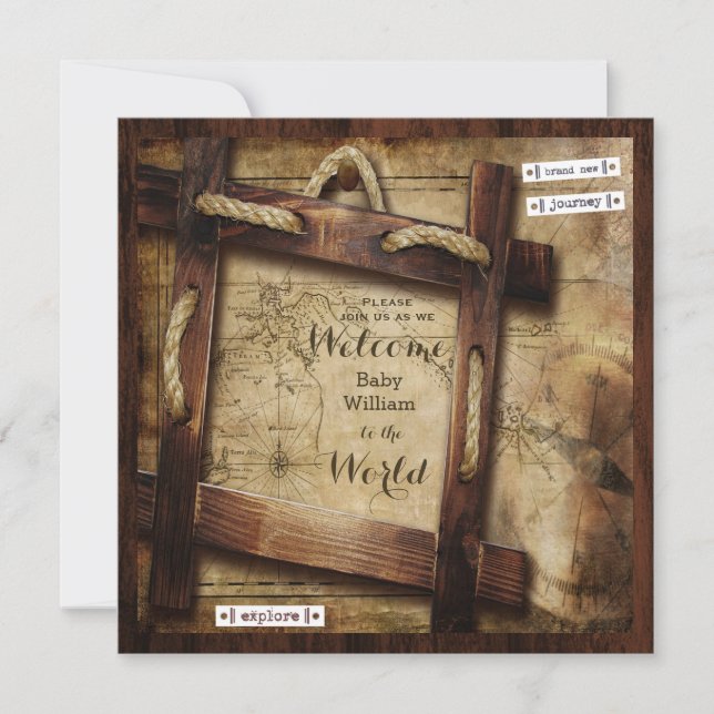 Willkommen bei der World Baby Dusche Einladung (Vorderseite)