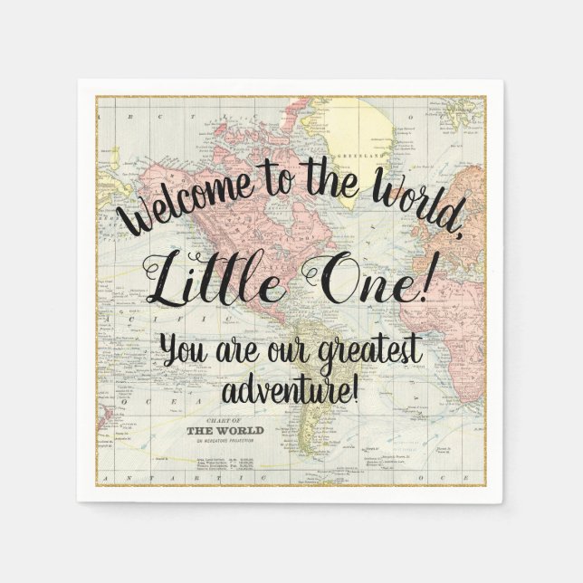 Willkommen bei der World Map Baby Shower Napkins Serviette (Vorderseite)