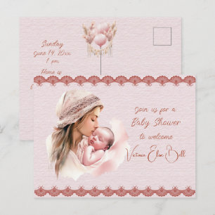 Willkommen bei einer Baby Girl Dusche Einladungspostkarte