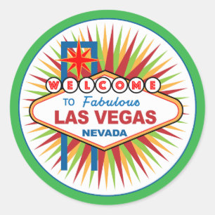 Willkommen bei Fabulous Las Vegas Nevada Runder Aufkleber