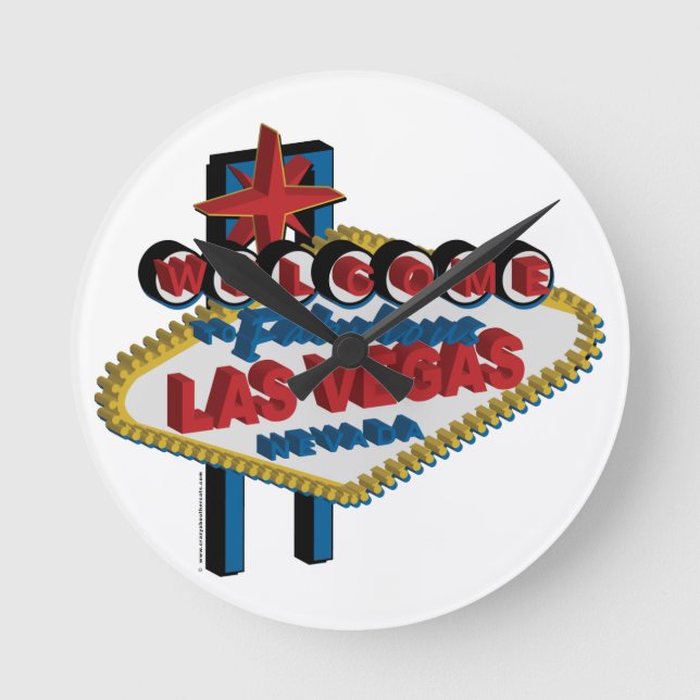 Willkommen bei Fabulous Las Vegas Runde Wanduhr (Vorderseite)