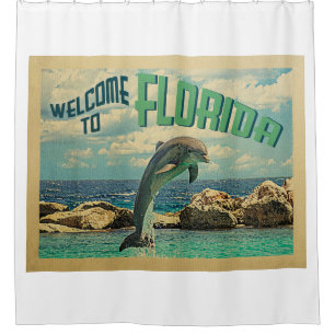 Willkommen bei Florida Dolphin Vintage Reise Duschvorhang