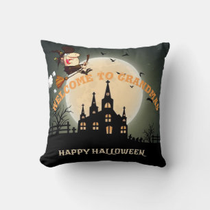 Willkommen bei Grandmas Halloween Hexe Kissen