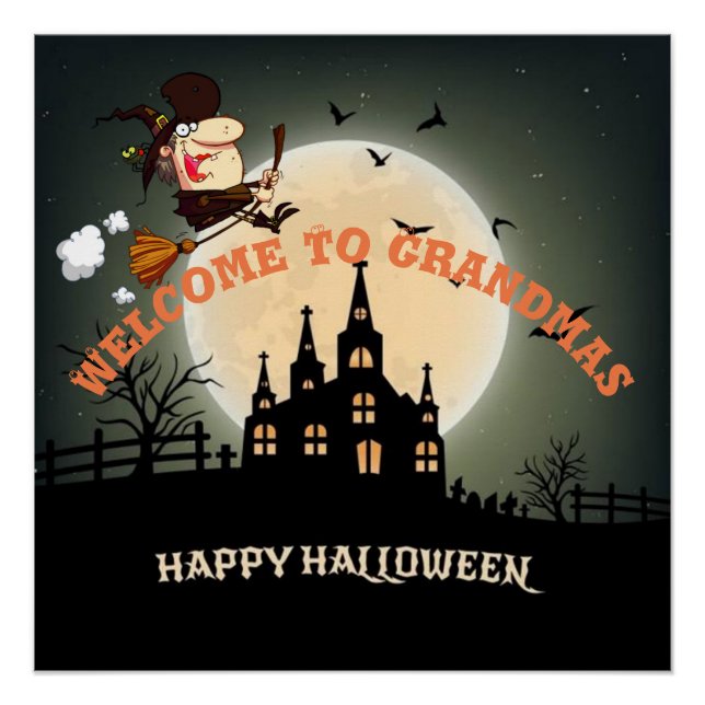 Willkommen bei Grandmas Halloween Hexe Poster (Vorderseite)