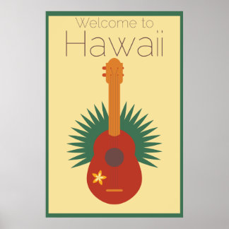Willkommen bei Hawaii Ukulele Retro Poster