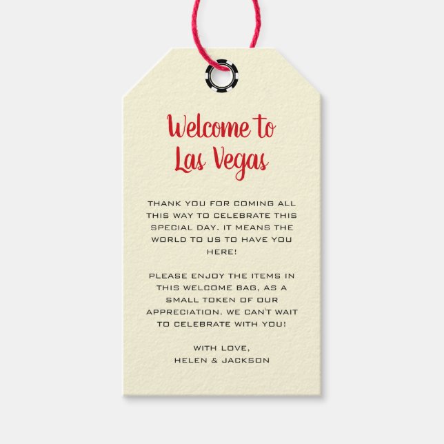 Willkommen bei Las Vegas Black Cream Wedding Geschenkanhänger (Vorderseite)
