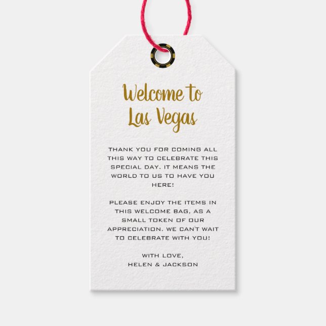 Willkommen bei Las Vegas Gold Black Wedding Geschenkanhänger (Vorderseite)