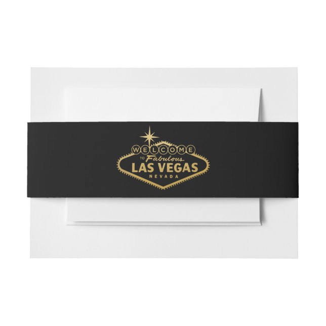 Willkommen bei Las Vegas Sign Gold und Black Einladungsbanderole (Vorderseite Beispiel)