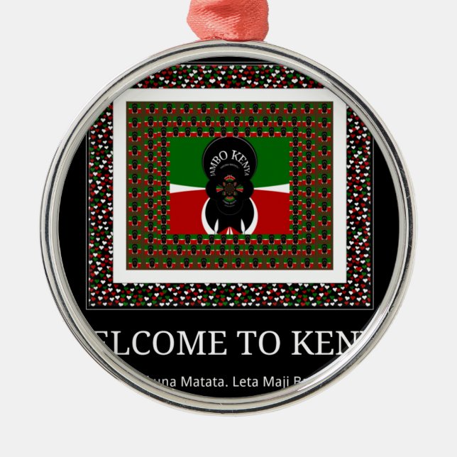 Willkommen bei Magical Kenya: Hakuna Matata Silbernes Ornament (Vorne)