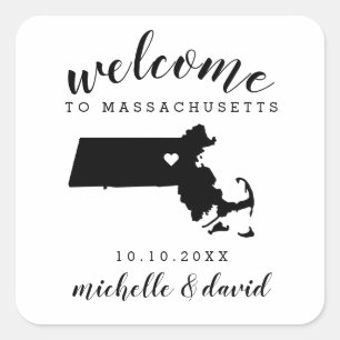 Willkommen bei Massachusetts   Brauchtum für Hochz Quadratischer Aufkleber