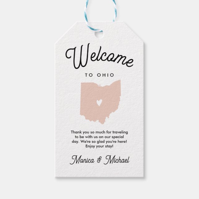 Willkommen bei OHIO Wedding JEDE FARBE!! Geschenkanhänger (Vorderseite)