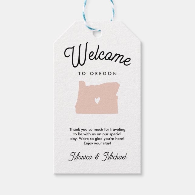 Willkommen bei OREGON Wedding JEDE FARBE!! Geschenkanhänger (Vorderseite)