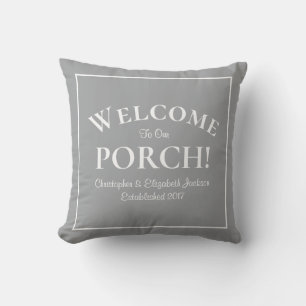 Willkommen bei Porch Custom Familien Namen Jahr Mo Kissen