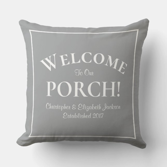 Willkommen bei Porch Custom Family Names Year Mode Kissen (Vorderseite)