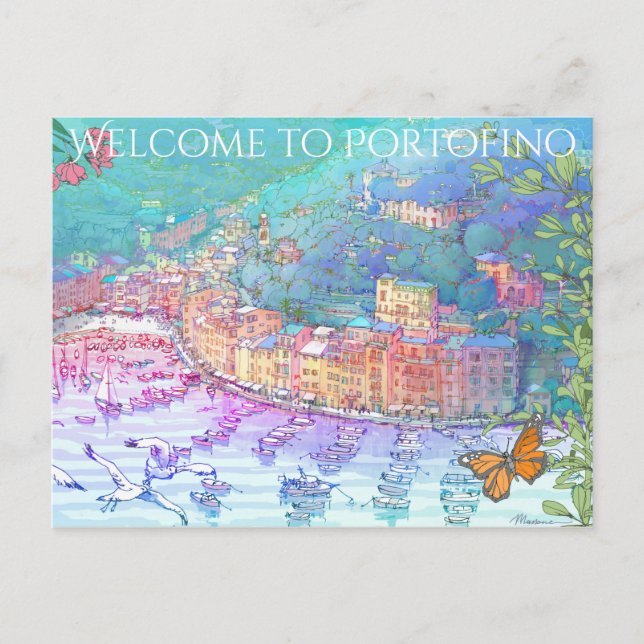 Willkommen bei Portofino Postkarte (Vorderseite)