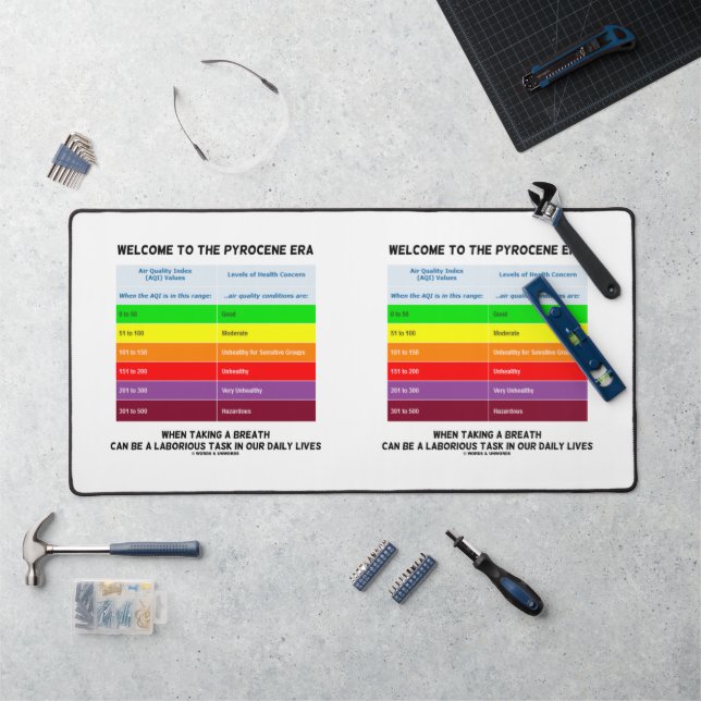 Willkommen bei Pyrocene Ära Air Quality Index Geek Schreibtischunterlage (Arbeitsplatz)