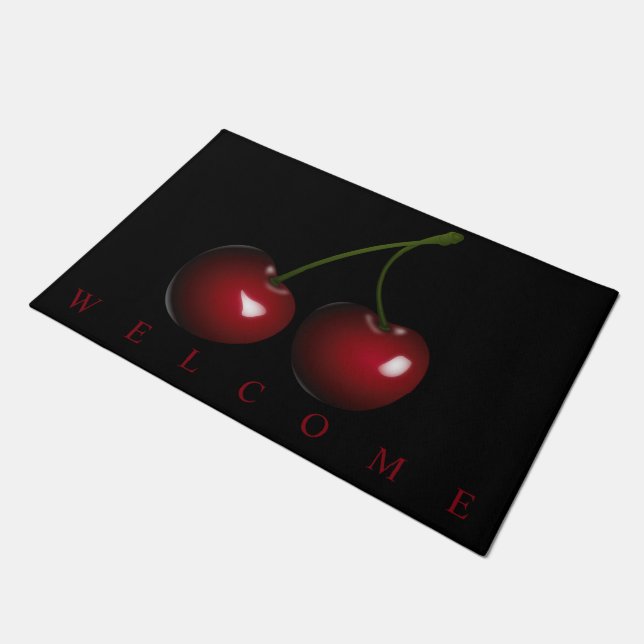 Willkommen bei Red Cherries Doormat - individuell  Fußmatte (Schrägansicht)