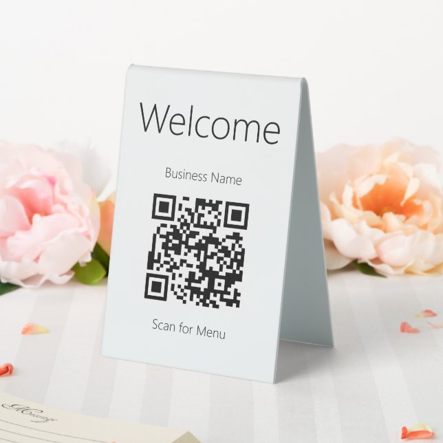 Willkommen bei Schwarzweiß-Scan für Menü-QR-Code Tischaufsteller (In Situ (Hochzeit))