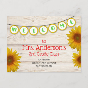 Willkommen bei Teacher's Class Yellow Daisies Rust Postkarte