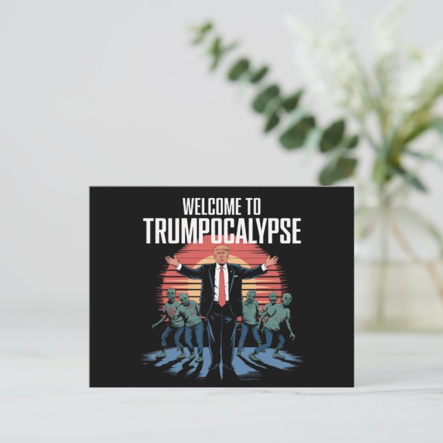 Willkommen bei Trump-ocalypse Funny Trump Hallowee Postkarte (Stehend Vorderseite)