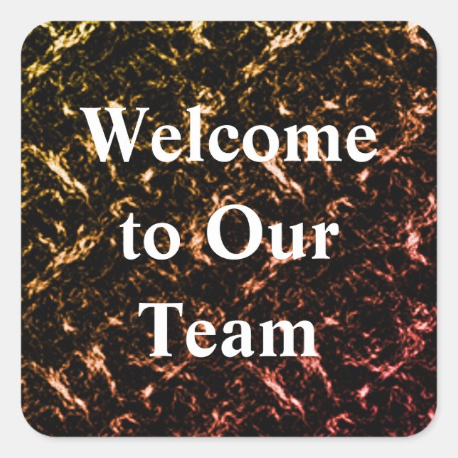 Willkommen bei unserem Team Elegant Metallic Gold  Quadratischer Aufkleber (Vorderseite)