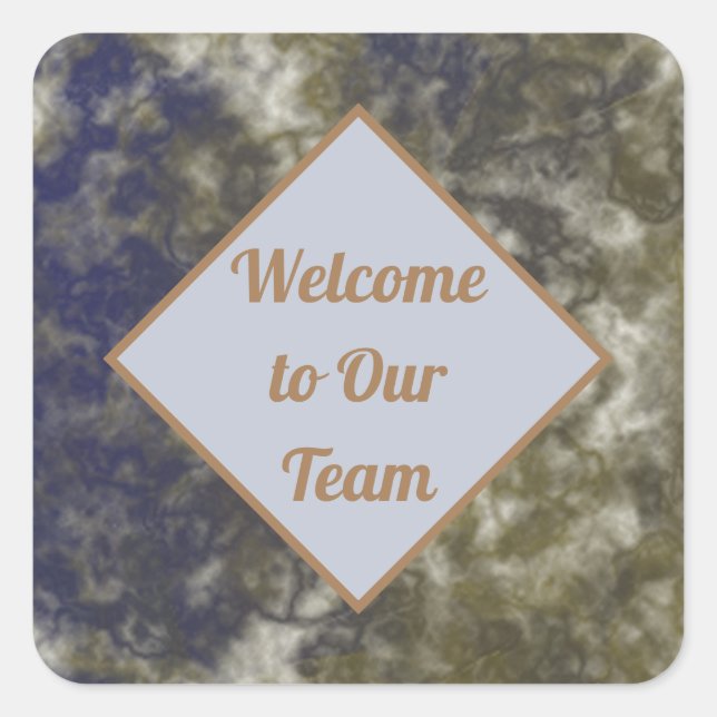 Willkommen bei unserem Team Marbled Blue Gold New  Quadratischer Aufkleber (Vorderseite)