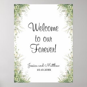 Willkommen bei unserer Forever Dusty Sage Hochzeit Poster