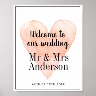Willkommen bei unserer Hochzeit Korallen-Wasserfar Poster